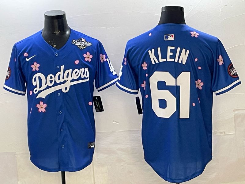 Men 2025 Nike Los Angeles Dodgers #61 Klein Blue Game MLB Jersey 07->los angeles dodgers->MLB Jersey